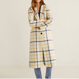 Mango suit plaid trench coat